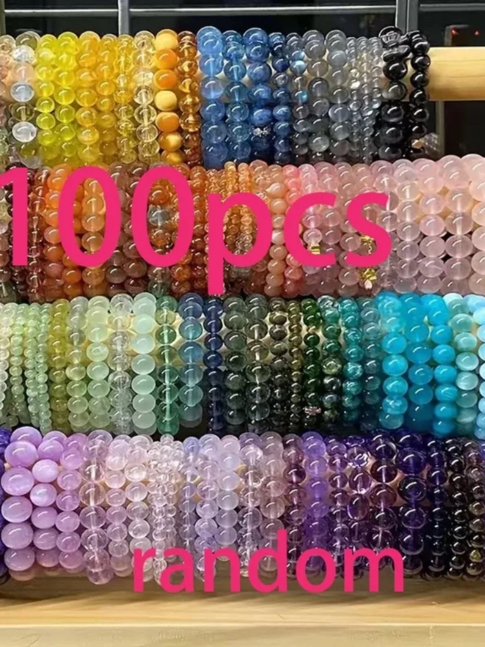 Beaded Gemstone Stretch Bracelet - Random Colors